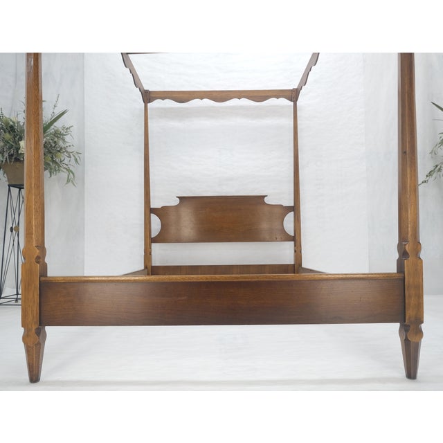 Antique c1940s Wooden Four-Poster Queen Size Canopy Bed Frame Mint For Sale - Image 11 of 18