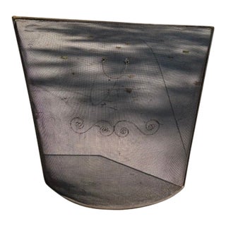 Vintage French Country-Style Brass and Steel Mesh Fireplace Screen For Sale