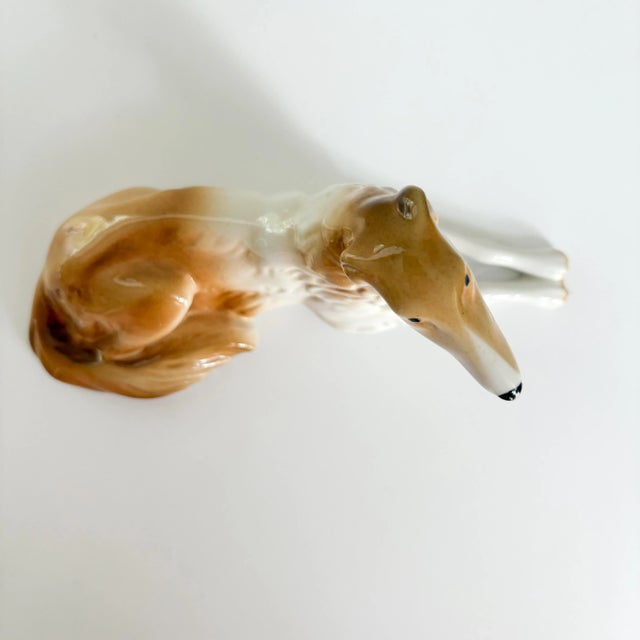 1950s 1950s Vintage Royal Dux Borzoi Wolfhound Porcelain Canine Decorative Figurine For Sale - Image 5 of 9