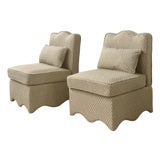 Transitional Scalloped Slipper Chairs - A Pair For Sale