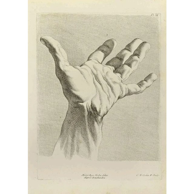 The Study of Hand after Bouchardon is an etching realized by Nicholas Cochin in 1755. Signed on the plate. Good...