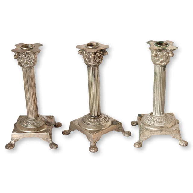 Farmhouse Trio of Italian Candlestick Holders For Sale - Image 3 of 6