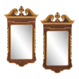 Pair of George II Style Pier / Console Mirrors, Burr Walnut and Parcel Gilt