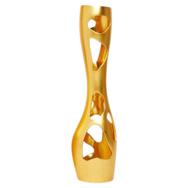 Small Bronze Gold Leaf Vase by Reda Amalou Design For Sale - Image 15 of 15