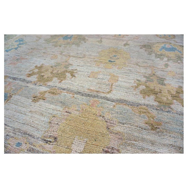 21st Century Turkish Oushak Wool 10x13 Slate, Green & Tan Handmade Area Rug #1144097 For Sale - Image 9 of 13