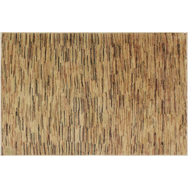 Bohemian Gabbeh Beige/Black Wool Rug - 3'9'' X 5'9'' For Sale - Image 9 of 10