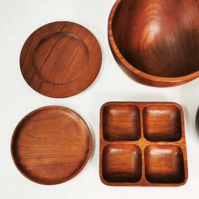 1960s Mid-Century Teak Dinnerware Set, 1960s, Set of 5 For Sale - Image 5 of 13