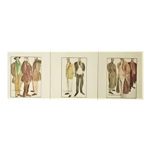 1990 Set of 3- Vintage French Menswear Fashion, Matted