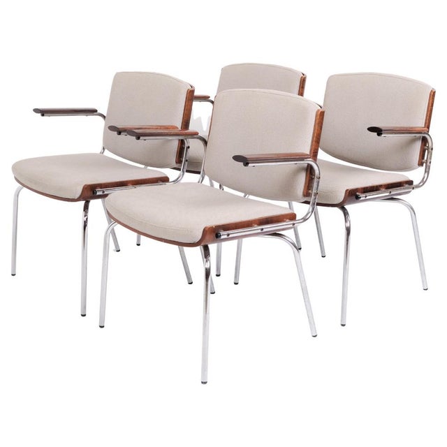 Conference Chairs in Rosewood and Light Grey Fabric from Duba, 1960s, Set of 4 For Sale - Image 11 of 11