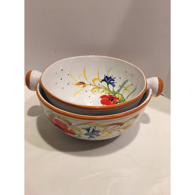 Italian Hand Painted Pasta Bowl & Colander a Pair Chairish