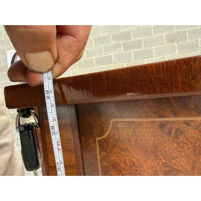 Vintage Hepplewhite Style Mahogany and Burled Wood Inlaid Console Table For Sale - Image 16 of 17