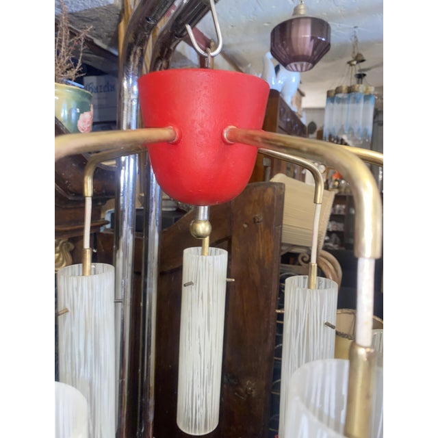 Mid-Century Modern Hanging Lamp in Brass and Glass, 1950s For Sale - Image 10 of 18
