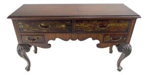 Maitland Smith Fine Carved Two Drawers Carved Chinoiserie Console Sideboard MINT