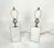 Pair of vintage mid-century mirrored tables lamps. The pieces are cube shaped.
