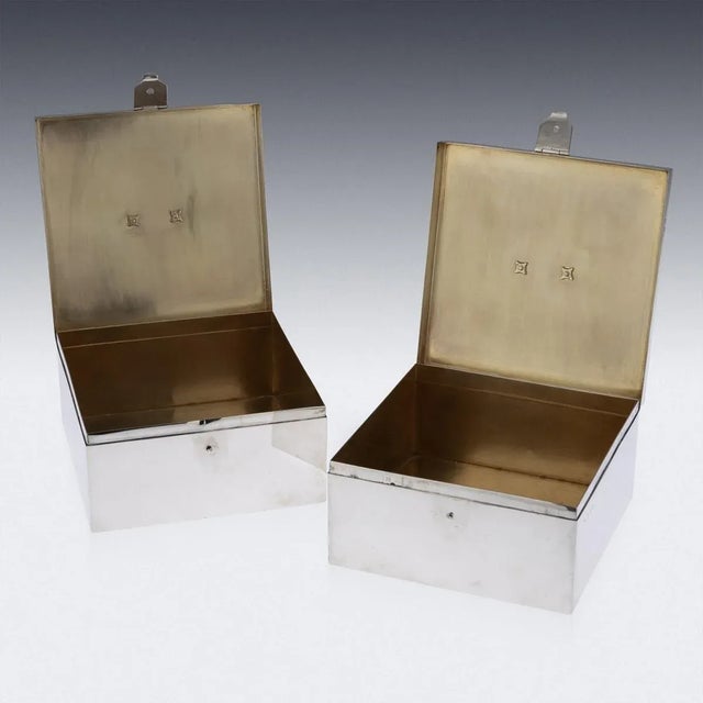 20th Century Art Deco Silver Cigar Boxes from Asprey & Co, 1936, Set of 2 For Sale - Image 9 of 13