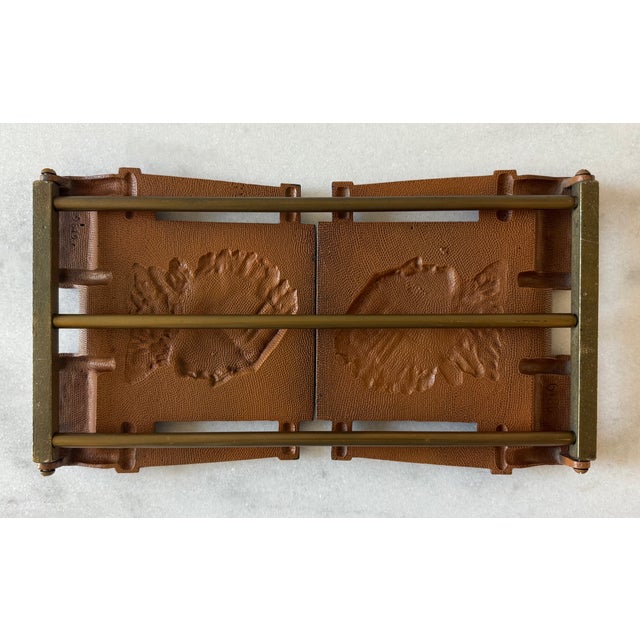 Bronze Antique Bronze h.l. Judd Co Native American Chief Adjustable Book Rack For Sale - Image 8 of 16