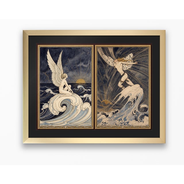 Atelier Aria Lumae Art Nouveau Symbolist Ethereal Figures Original Hybrid Fine Art Gallery Board Diptych Set For Sale - Image 12 of 14