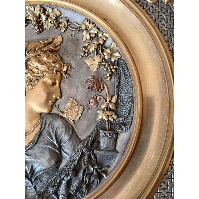 Bronze Art Nouveau Portrait Dish For Sale - Image 8 of 17