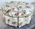 White Floral Roses Ottoman Tufted Round For Sale - Image 8 of 14