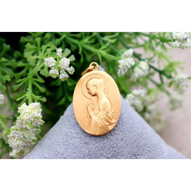 Metal 19.2k Gold Our Lady Pendant For Sale - Image 7 of 7