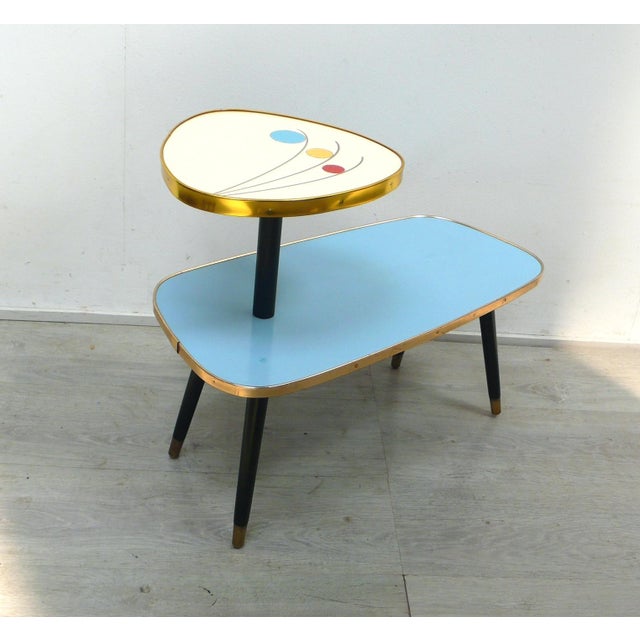 Mid-Century Modern Mid-Century German Side Table with Levels in Blue and White, 1950s For Sale - Image 3 of 7