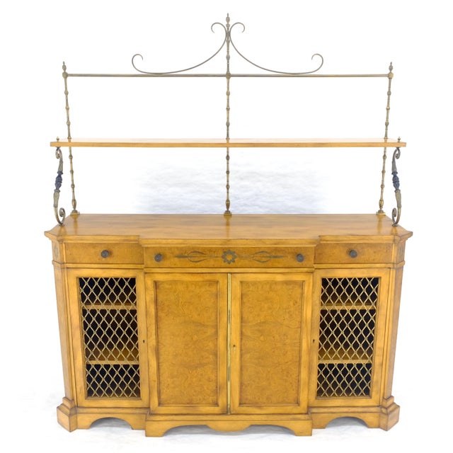 Regency Gallery Etagere Top Light Burl Walnut Sideboard Credenza c1920s MINT! For Sale - Image 15 of 18