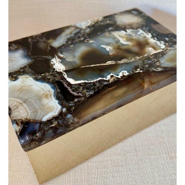 Geode & Brass Box For Sale - Image 4 of 5