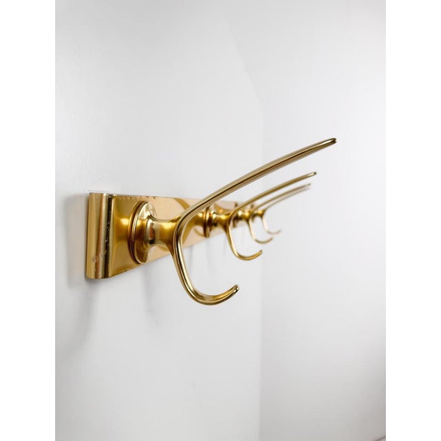 Mid-Century Gilt Metal Wall Coat Rack with 4 Hooks, 1960s For Sale - Image 12 of 18