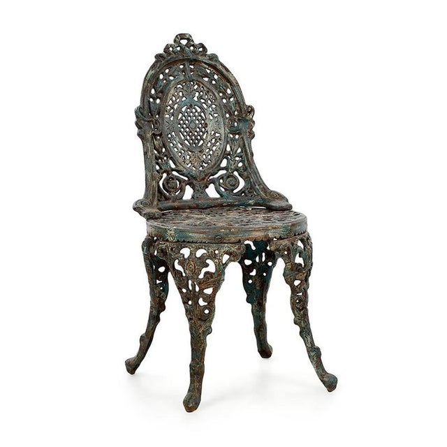 Weathered Cast Iron Garden Chair For Sale - Image 6 of 6