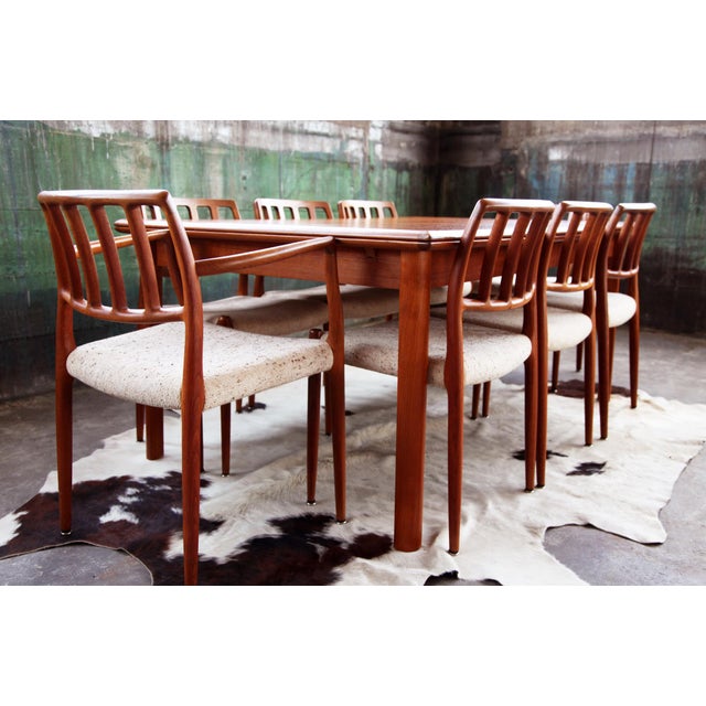 1960s Mid Century Danish Modern 8 Foot Teak Draw Leaf Table For Sale - Image 9 of 14