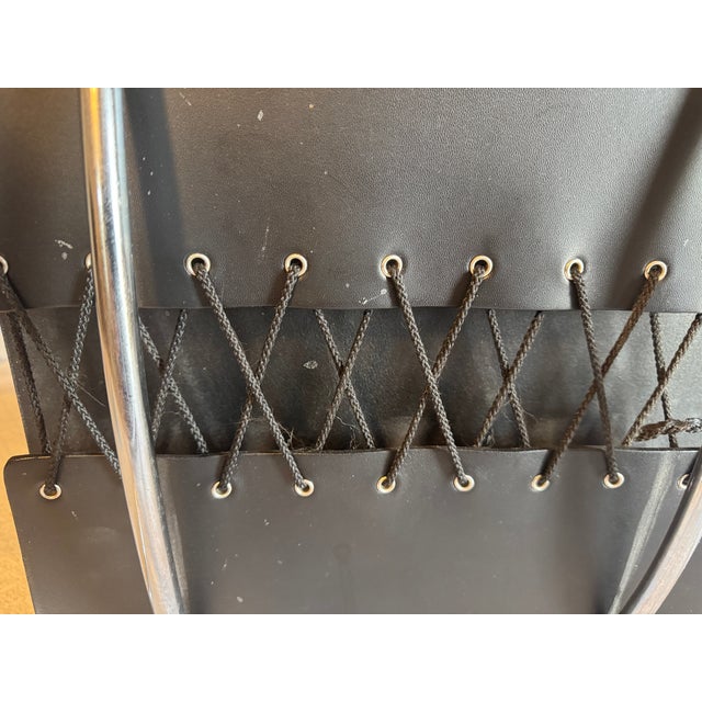 Black B33 Attribtued to Marcel Breuer Black Leather Dining Chairs - Manufactured by Knoll September 1999 For Sale - Image 8 of 8