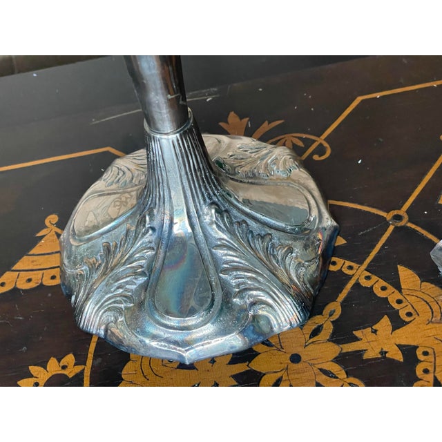 Mid 20th Century Silver Plate Single 3 Light Candelabra Candle Holder For Sale - Image 4 of 11