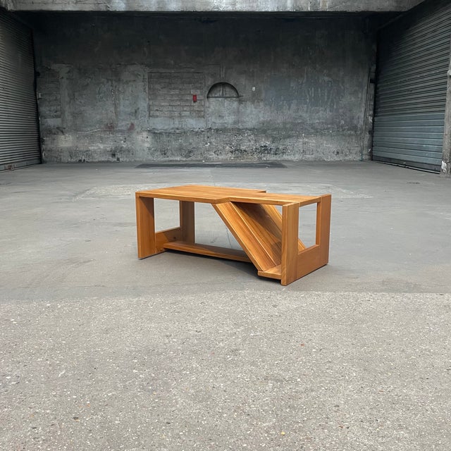Beige Coffee Table in Elm from Maison Regain, 1980s For Sale - Image 8 of 8