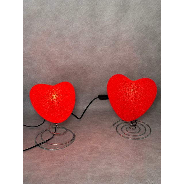 Heart-Shaped Table Lamps, 1990s, Set of 2 For Sale - Image 3 of 10