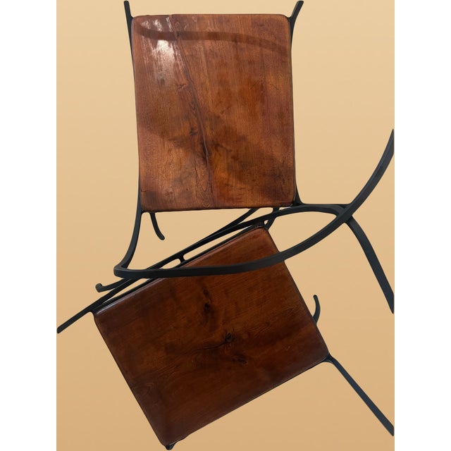 Mid Century Modern Style Minimalist Black Wrought Iron Occasional Chairs, a Pair For Sale - Image 14 of 14
