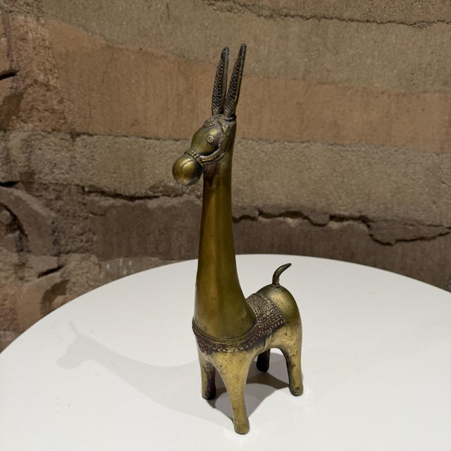1980s Brass Figurine Stylized Lama Mid Century Modern Decor For Sale - Image 5 of 15