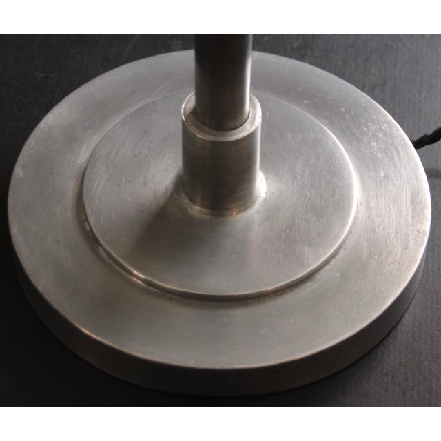 Silver French Art Deco Metal and Opaline Glass Table Lamp from Mazda, 1930s For Sale - Image 8 of 18