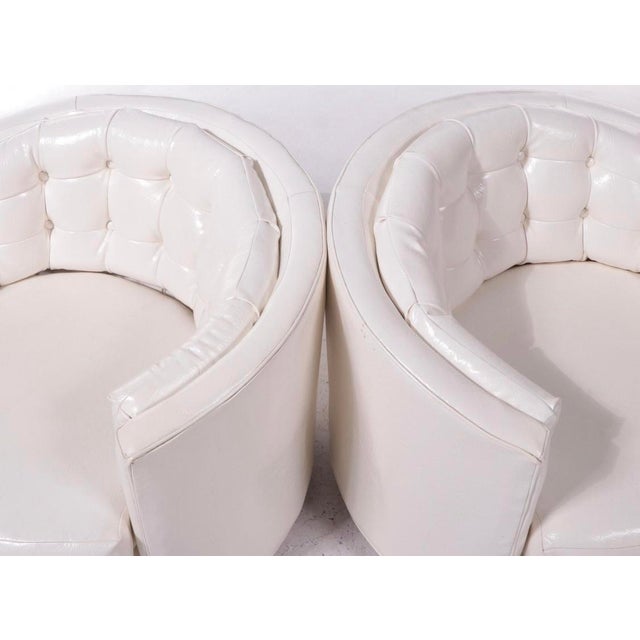 Modern White Tufted Faux Leather Tub Chairs Chairish