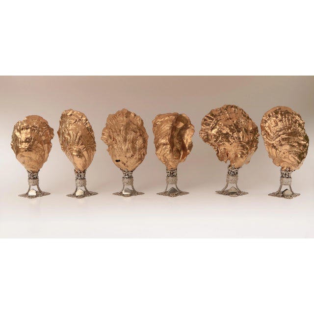 Metal Golden Oyster Shell Place Card Holders, Set of 6 For Sale - Image 7 of 7