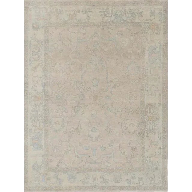 Sky Blue & Oyster Grey handknotted modernn oushak rug As all of our rugs are made by hand, each may have slight...