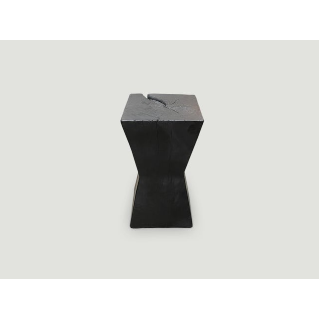 Andrianna Shamaris Charred Hourglass Tamarind Wood Side Table For Sale - Image 16 of 18
