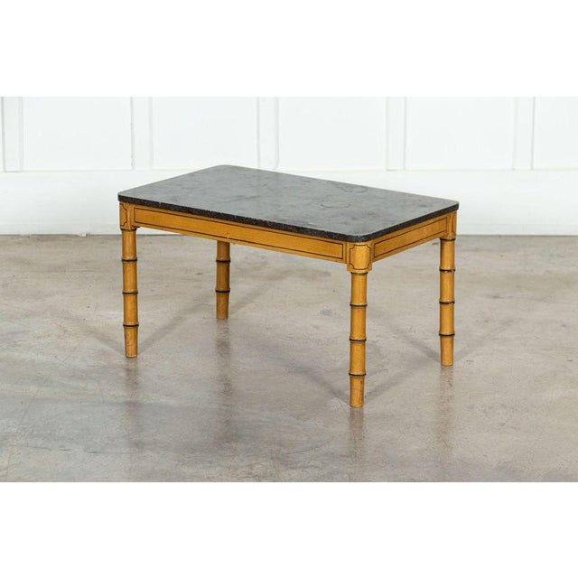 19th Century English Faux Bamboo, Marble & Painted Beech Coffee Table, 1850s For Sale - Image 4 of 17