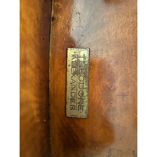 Theodore Alexander Late 20th Century Theodore Alexander Large Curved Sideboard / Credenza – Burl Wood & Embossed Metal Insets For Sale - Image 4 of 4