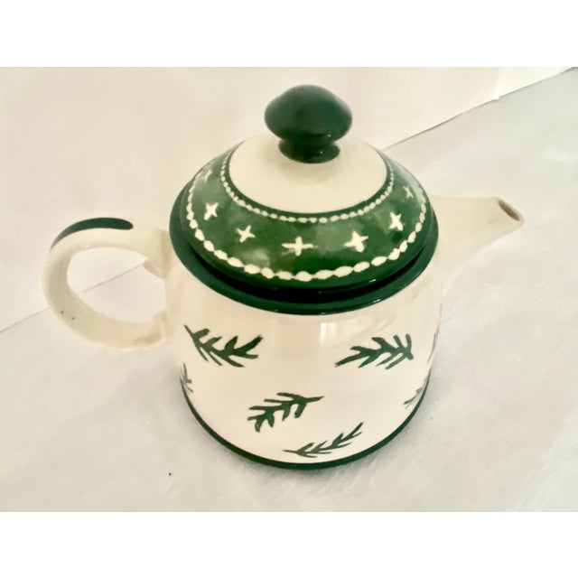 Vintage Dansk Nordic Knits Green Ceramic Teapot With Lid Excellent Condition For Sale - Image 12 of 13