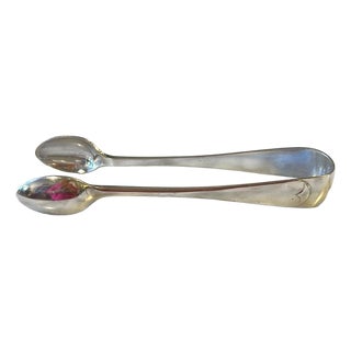 19th Century English Silver Plate Tongs For Sale