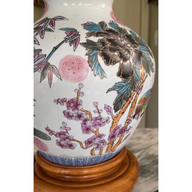 This is a vintage hand-painted ginger jar shaped lamp of unique and outstanding quality. The vessel depicts scenes from...