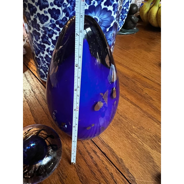 1970s Pair of Blue Glass Paperweights For Sale - Image 12 of 12