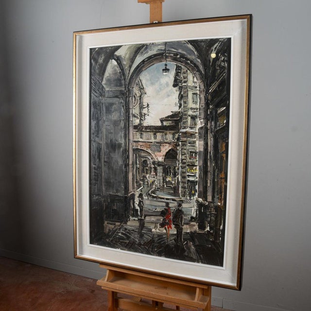 Marco Crippa, Milan Passage, Santa Margherita View, Piazza Mercanti, 1961, Oil Painting, Framed For Sale - Image 15 of 18