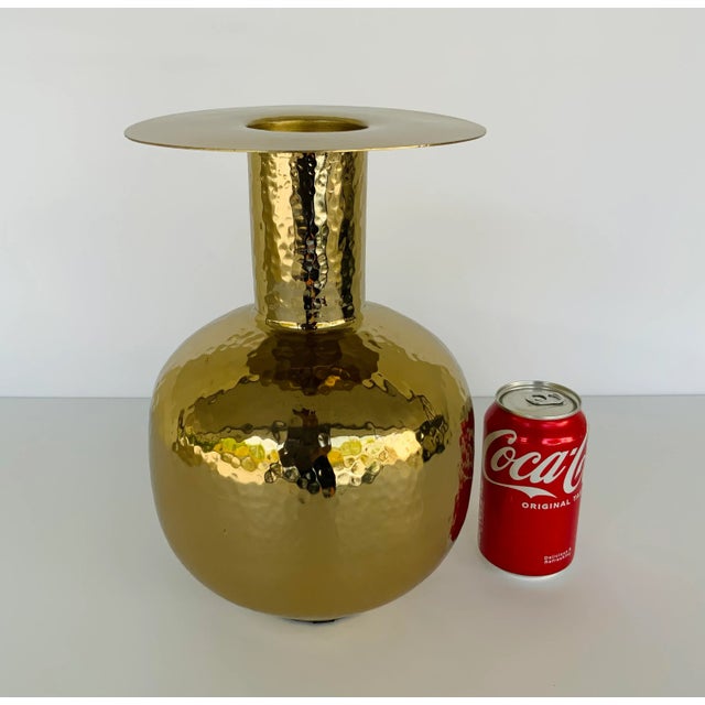 Large Hammered Metal Modern. Brass Vase For Sale - Image 4 of 5