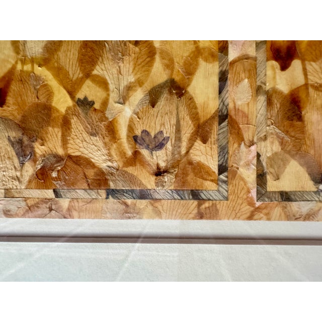 Ornamental & Decorative Materials Vintage 1980 Pressed Flower Petal Collage Signed H. White Framed Marquetry Style For Sale - Image 7 of 8